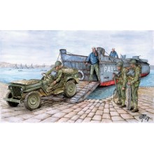 LCVP with 1/4 T.utility truck (Willys Jeep) and figures 1:35